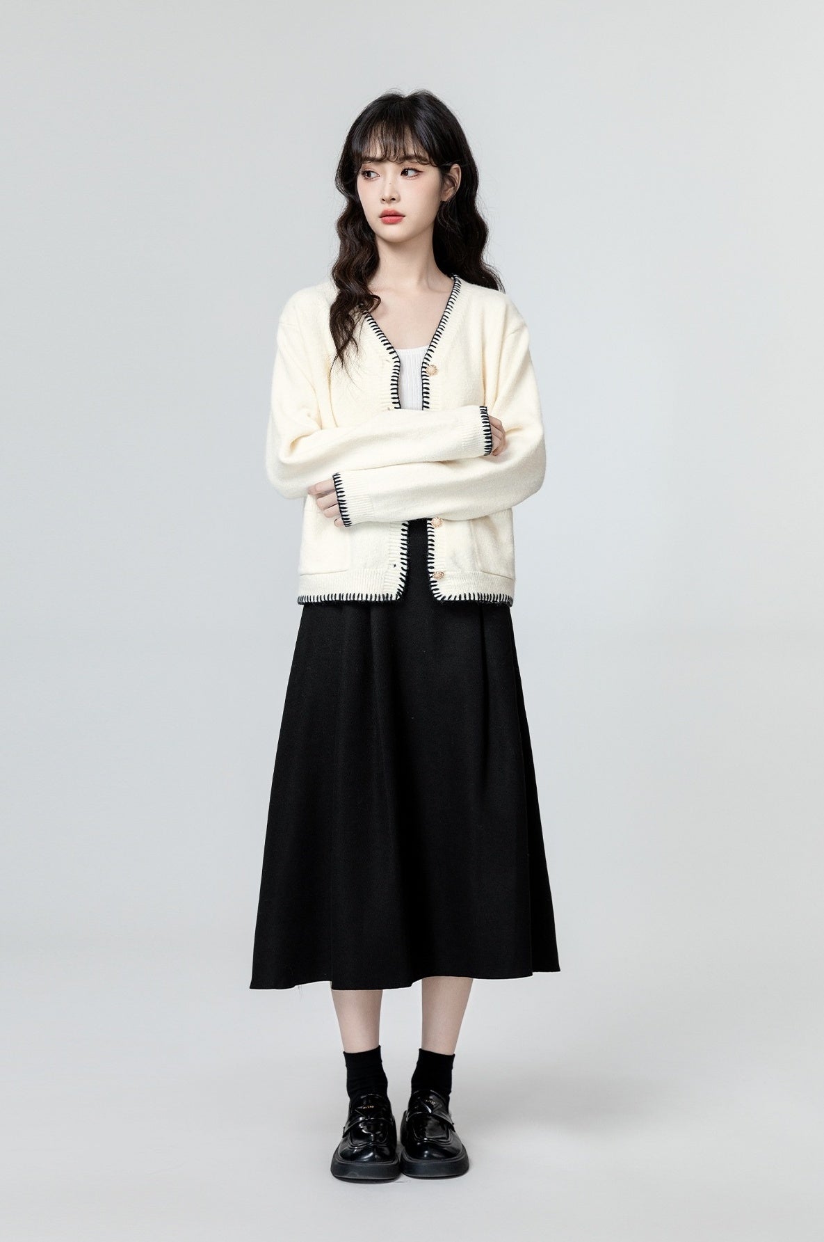 Color Block Knit Cardigan Sweater