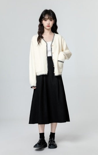 Color Block Knit Cardigan Sweater