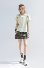 Color Block Patchwork Short Sleeve T Shirt