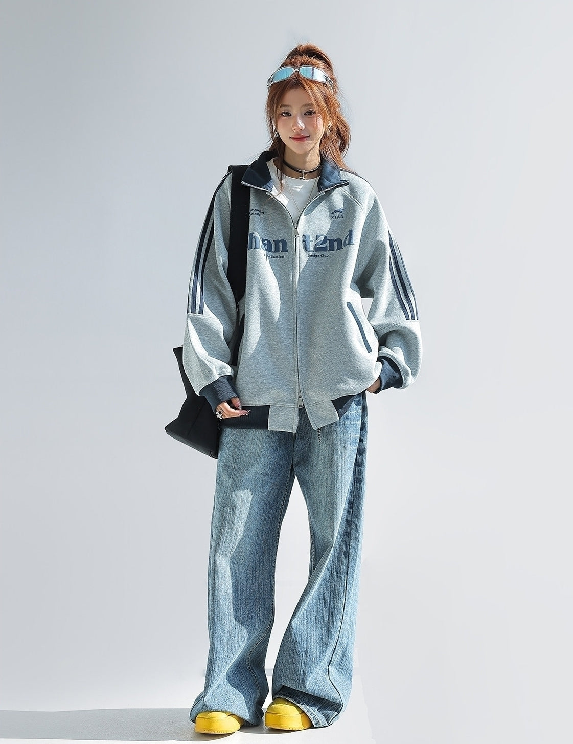 Color Block Stand Collar Zip Up Sport Jacket