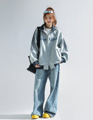 Color Block Stand Collar Zip Up Sport Jacket