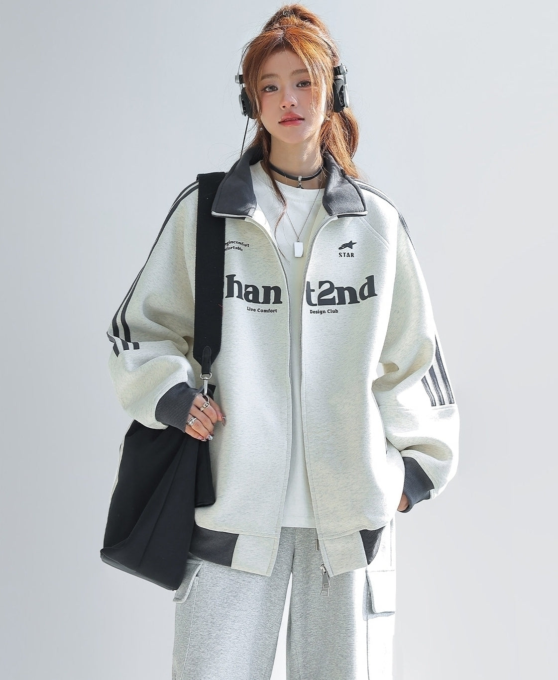 Color Block Stand Collar Zip Up Sport Jacket