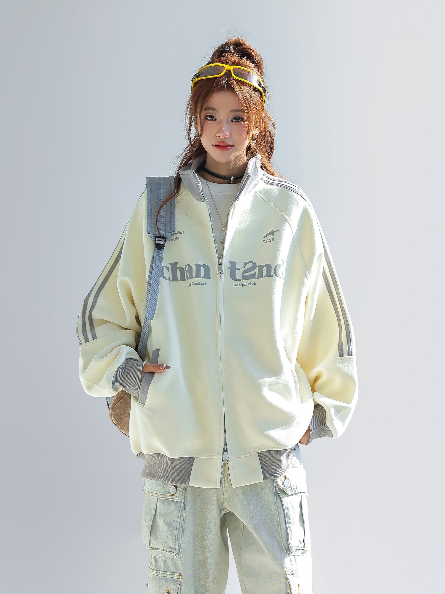 Color Block Stand Collar Zip Up Sport Jacket