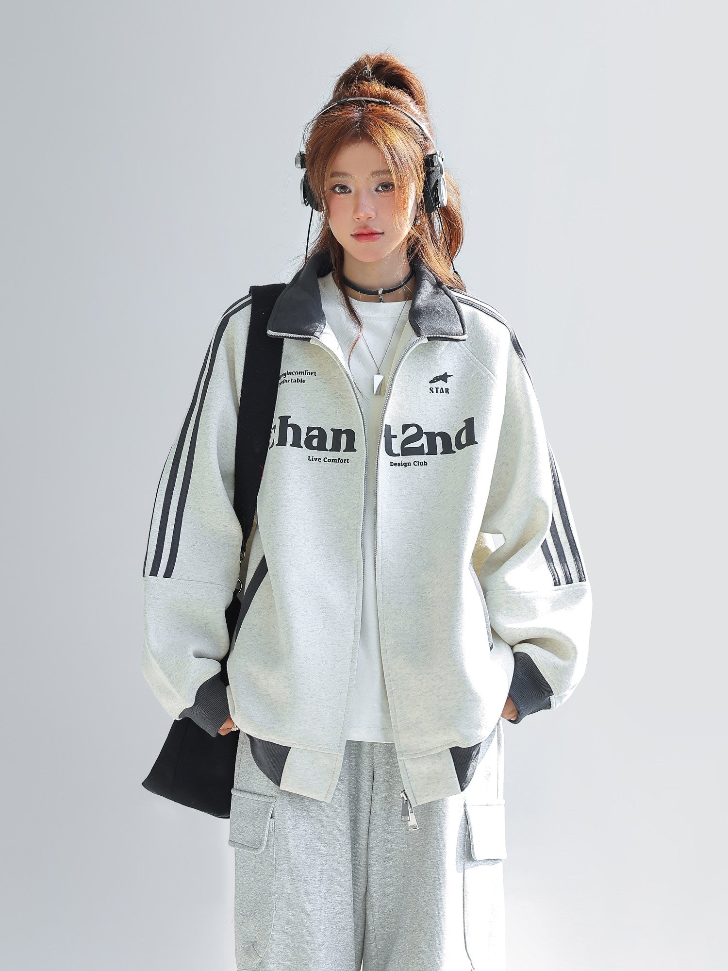Color Block Stand Collar Zip Up Sport Jacket