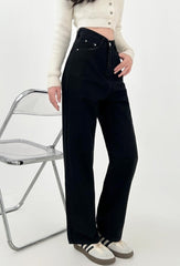 Colorblock Embroidered Wide Leg Denim Pants