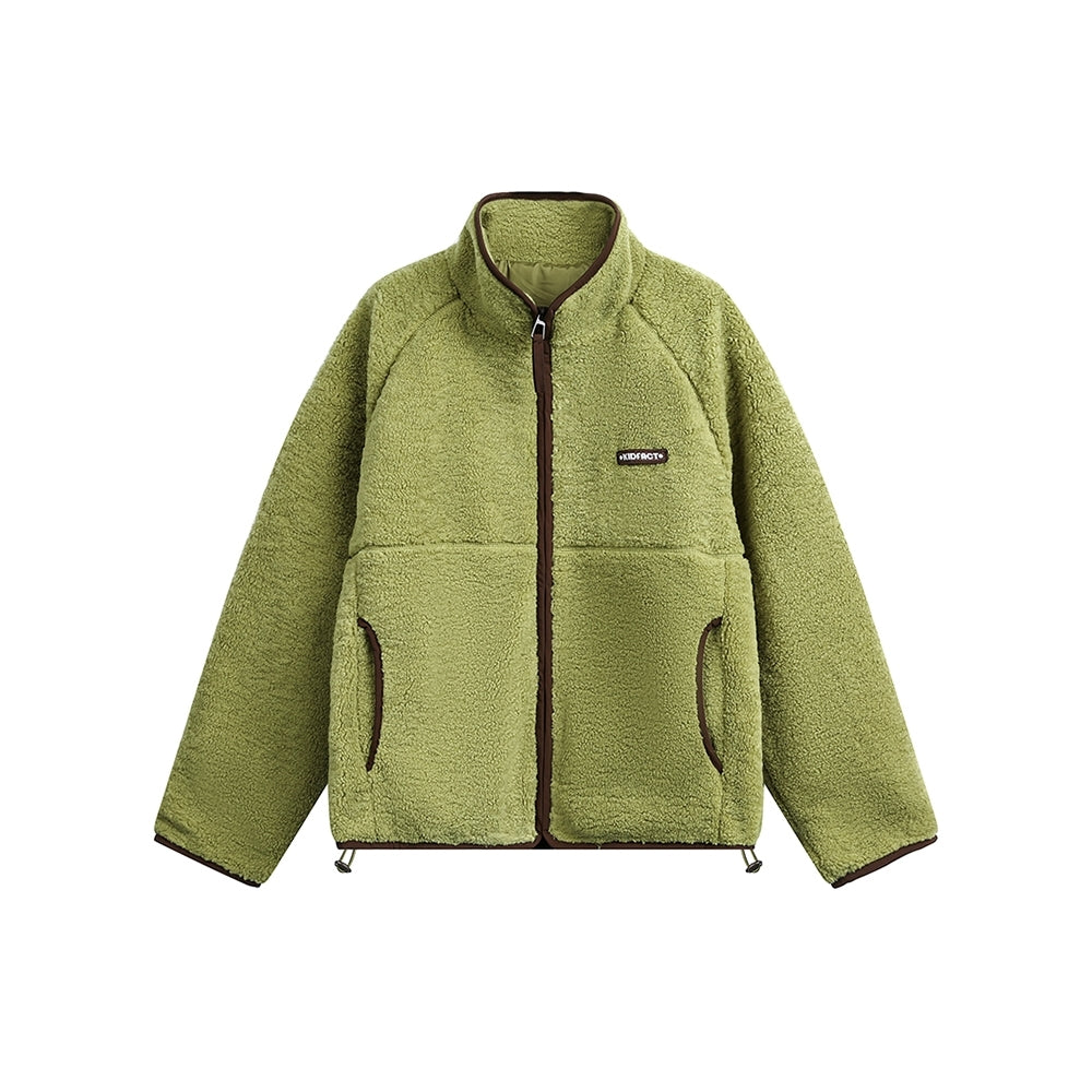 Colorblock Fleece Stand Collar Jacket Plush Lining