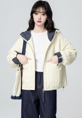 Colorblock Hooded Puffer Jacket Warm Thick Coat