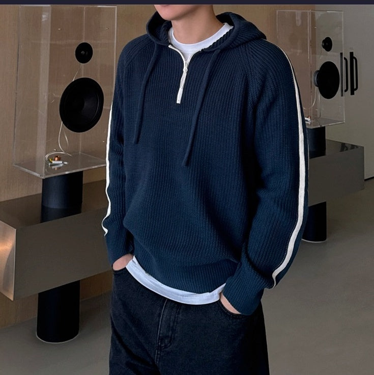 Colorblock Knit Hoodie Sweater