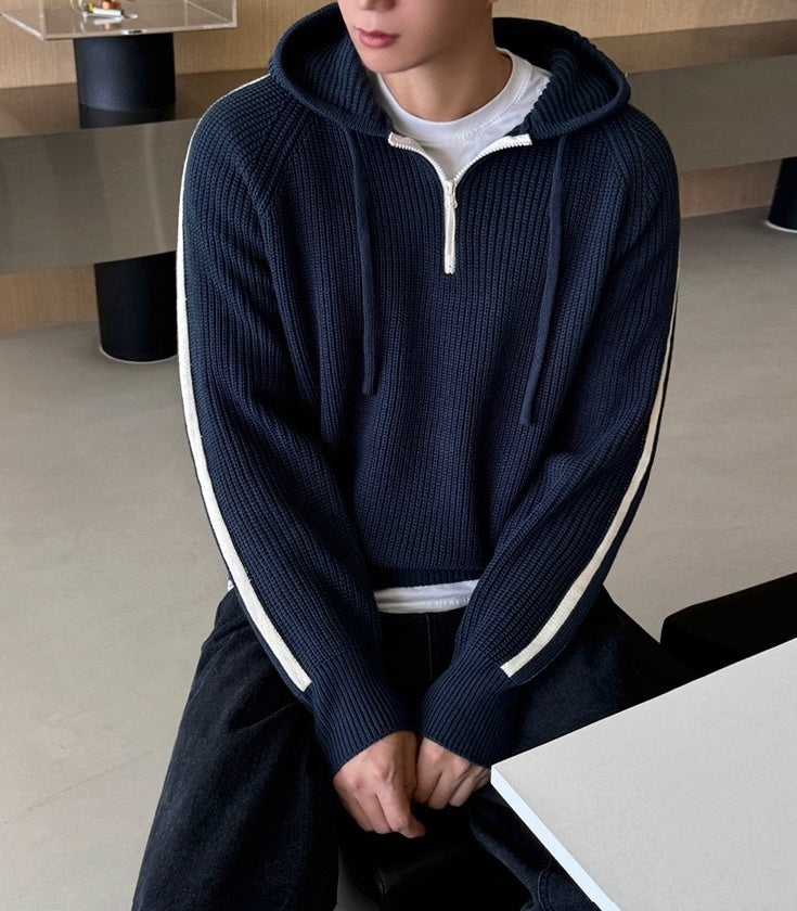 Colorblock Knit Hoodie Sweater