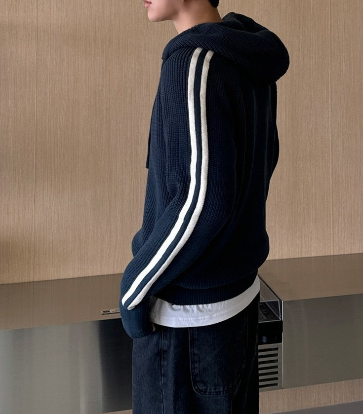 Colorblock Knit Hoodie Sweater