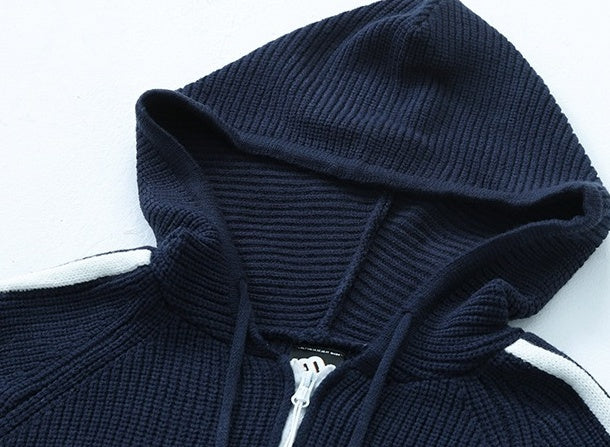 Colorblock Knit Hoodie Sweater