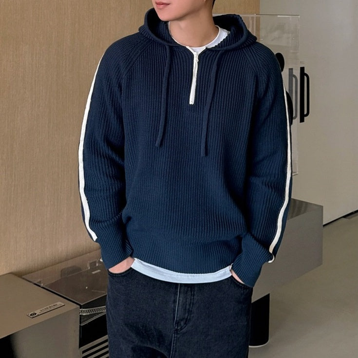 Colorblock Knit Hoodie Sweater