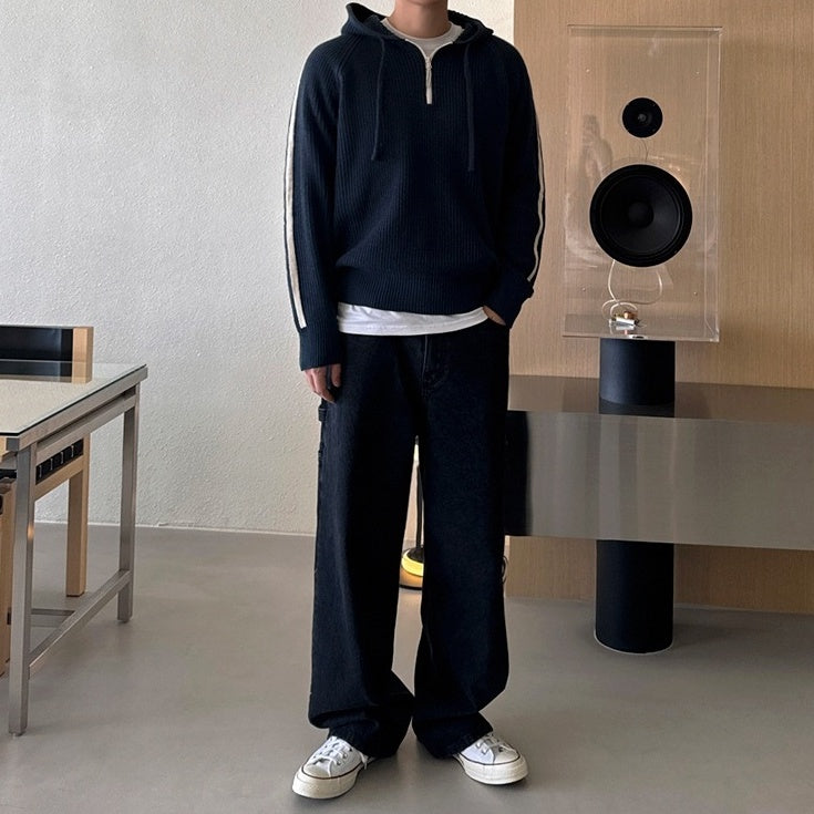 Colorblock Knit Hoodie Sweater