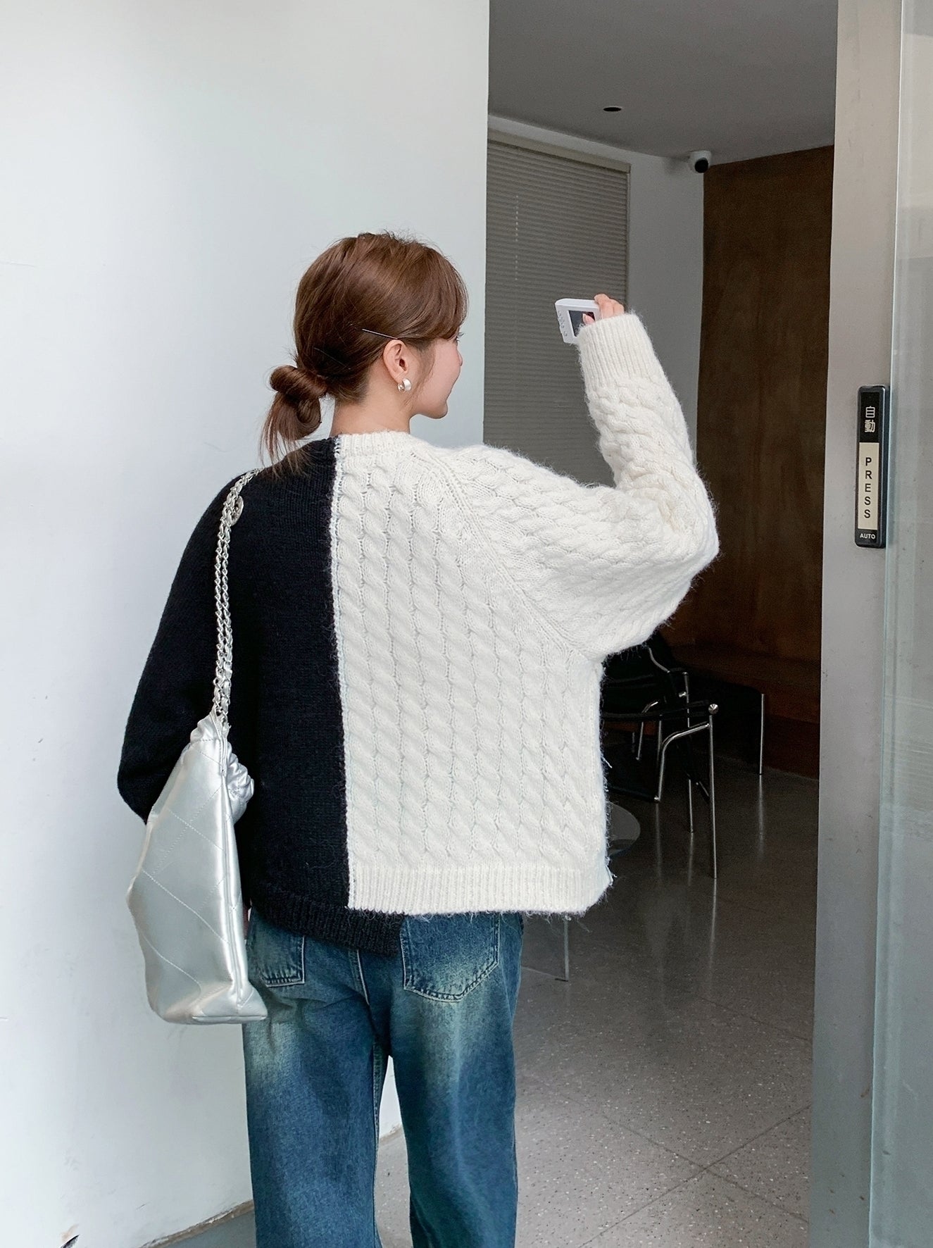 Colorblock Knit Pullover Casual Relaxed Fit Sweater