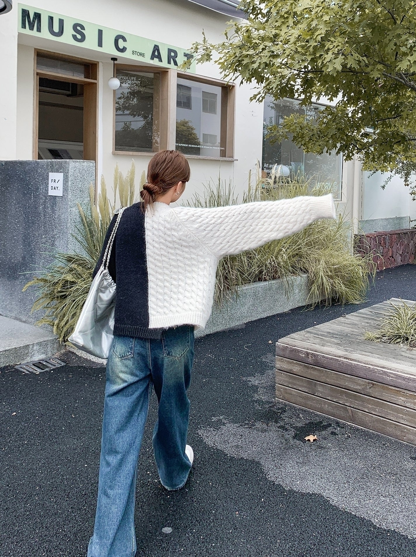 Colorblock Knit Pullover Casual Relaxed Fit Sweater