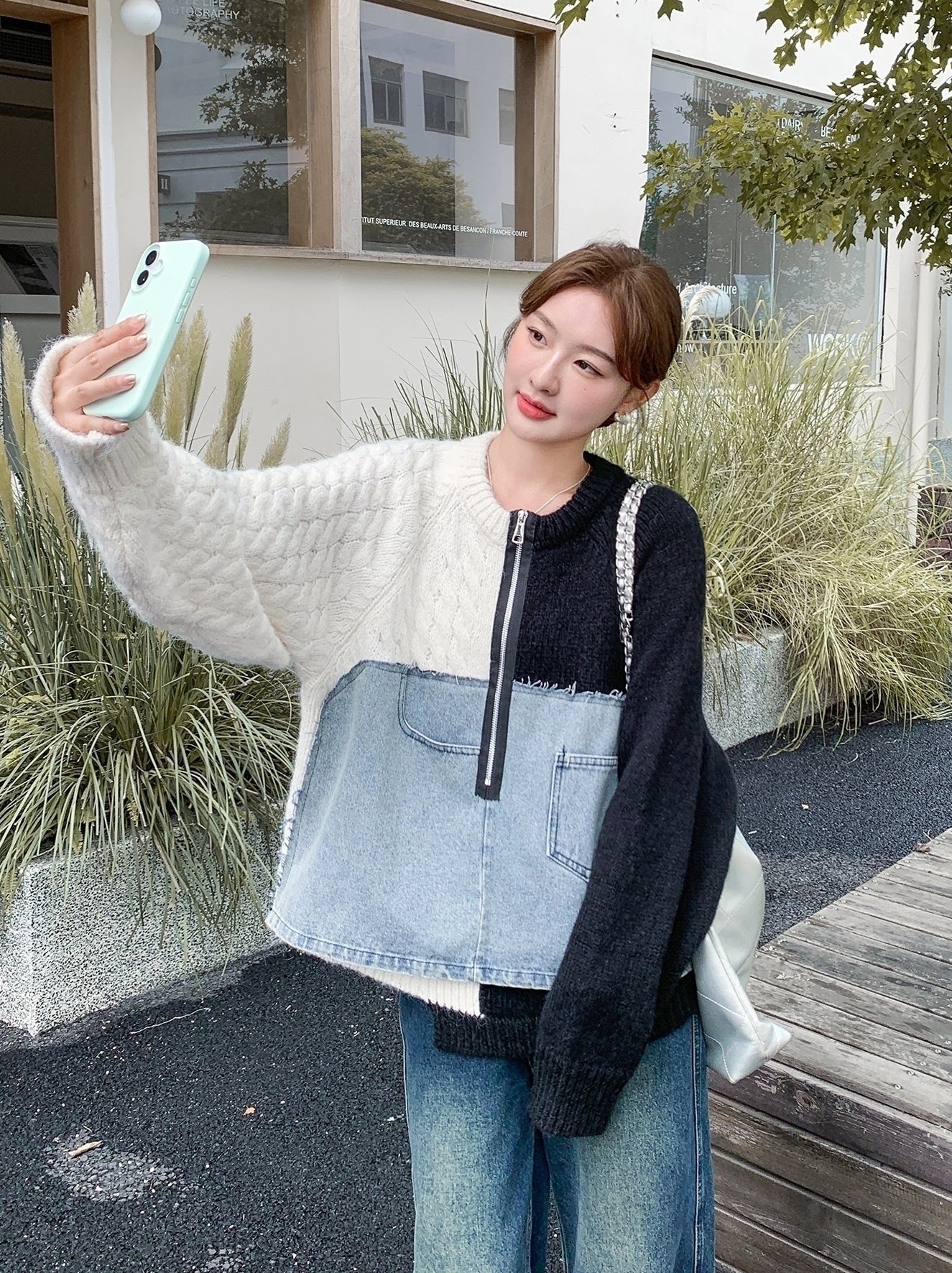 Colorblock Knit Pullover Casual Relaxed Fit Sweater