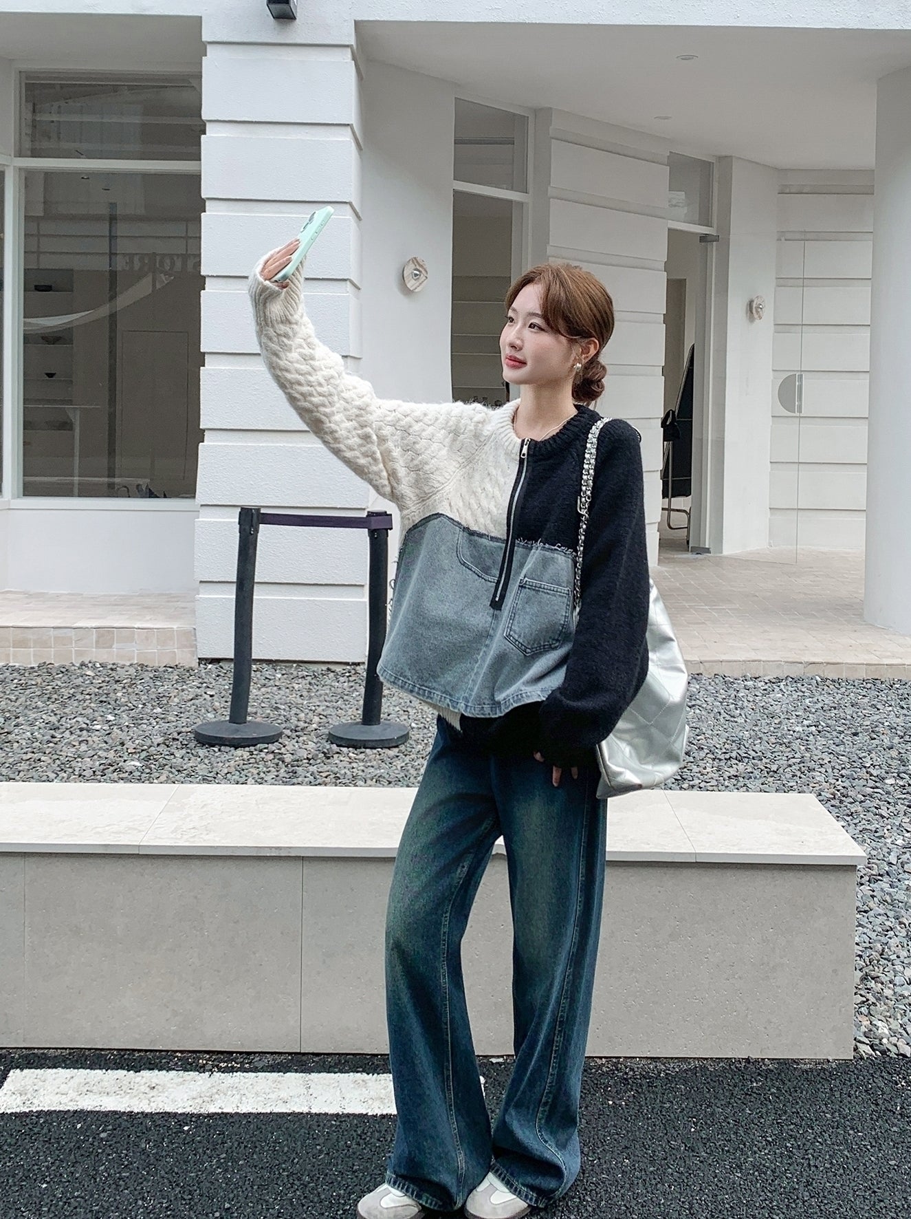 Colorblock Knit Pullover Casual Relaxed Fit Sweater