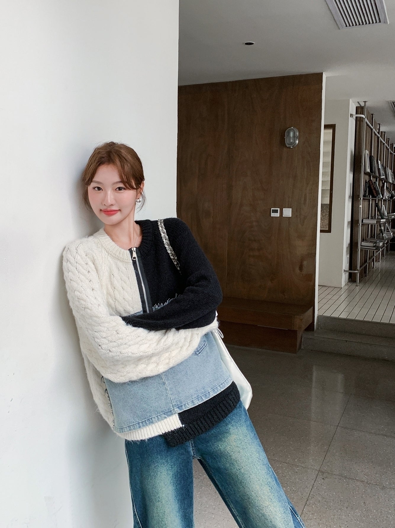 Colorblock Knit Pullover Casual Relaxed Fit Sweater