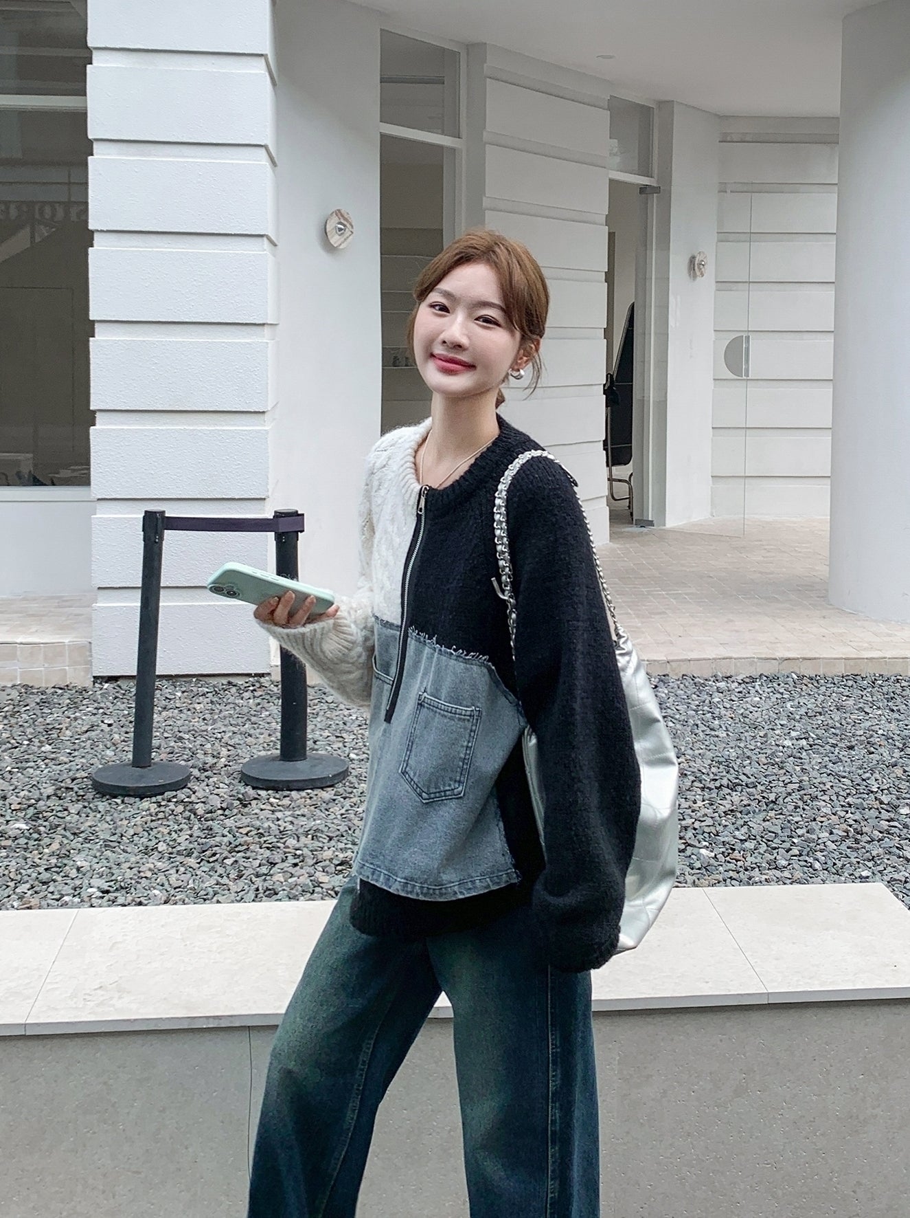 Colorblock Knit Pullover Casual Relaxed Fit Sweater