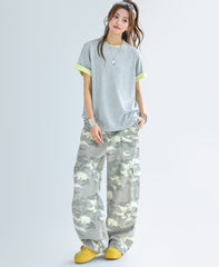 Colorblock Layered Look Short Sleeve Relaxed Top