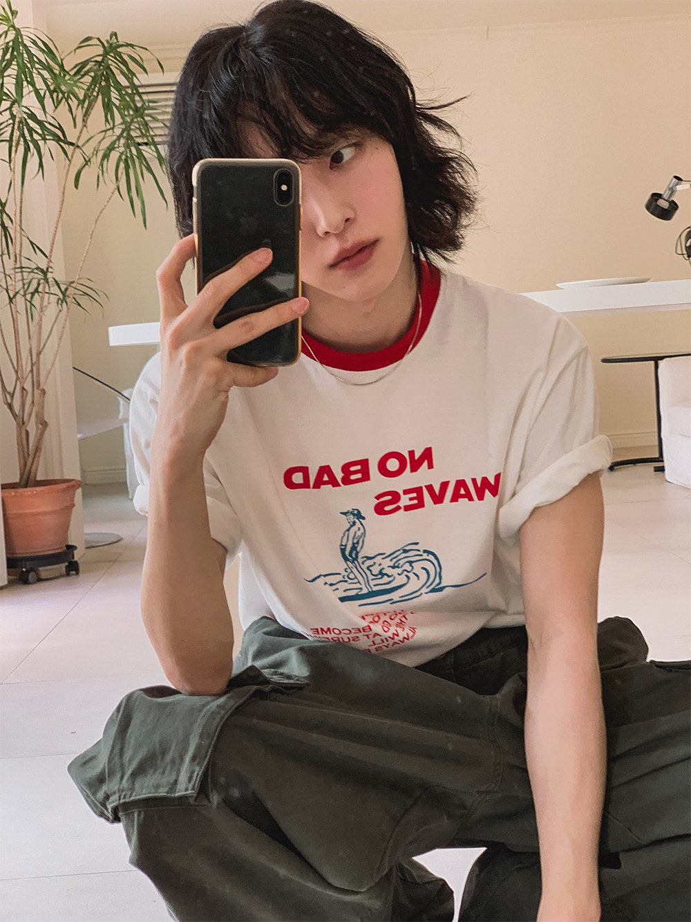 Colorblock Letter Print Short Sleeve T Shirt
