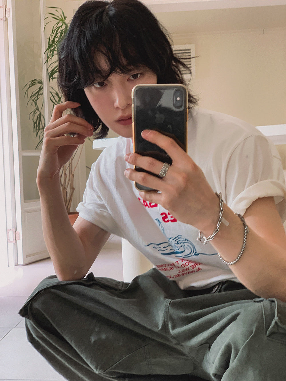 Colorblock Letter Print Short Sleeve T Shirt
