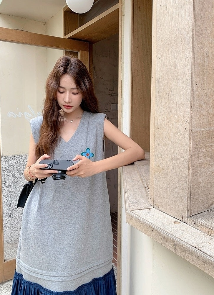 Colorblock Patchwork Loose Fit Summer Maxi Dress