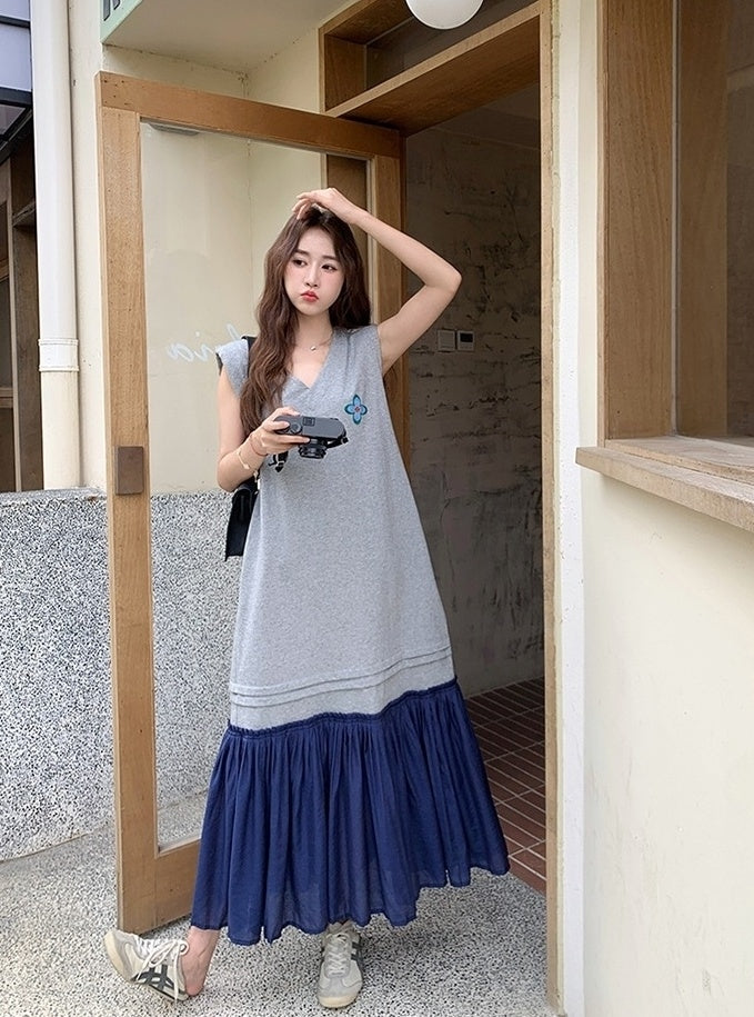 Colorblock Patchwork Loose Fit Summer Maxi Dress
