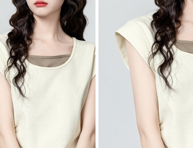 Colorblock Short Sleeve Asymmetrical Top