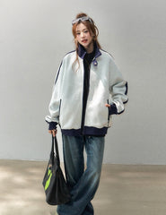 Colorblock Stand Collar Streetwear Sweatshirt Jacket