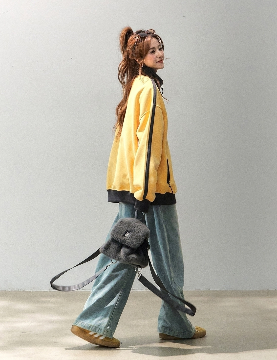 Colorblock Stand Collar Streetwear Sweatshirt Jacket