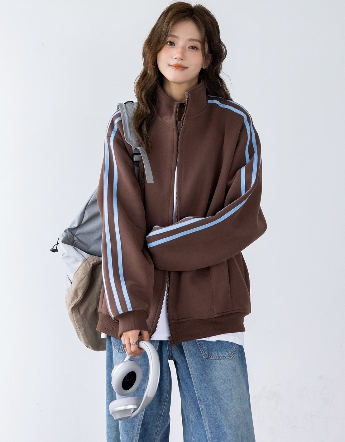 Colorblock Zip Up Casual Track Jacket