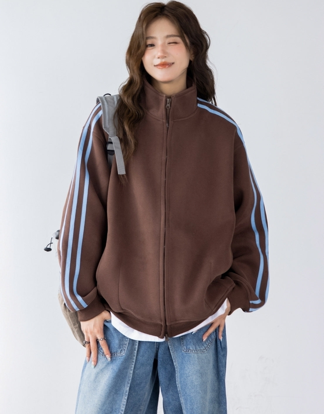 Colorblock Zip Up Casual Track Jacket