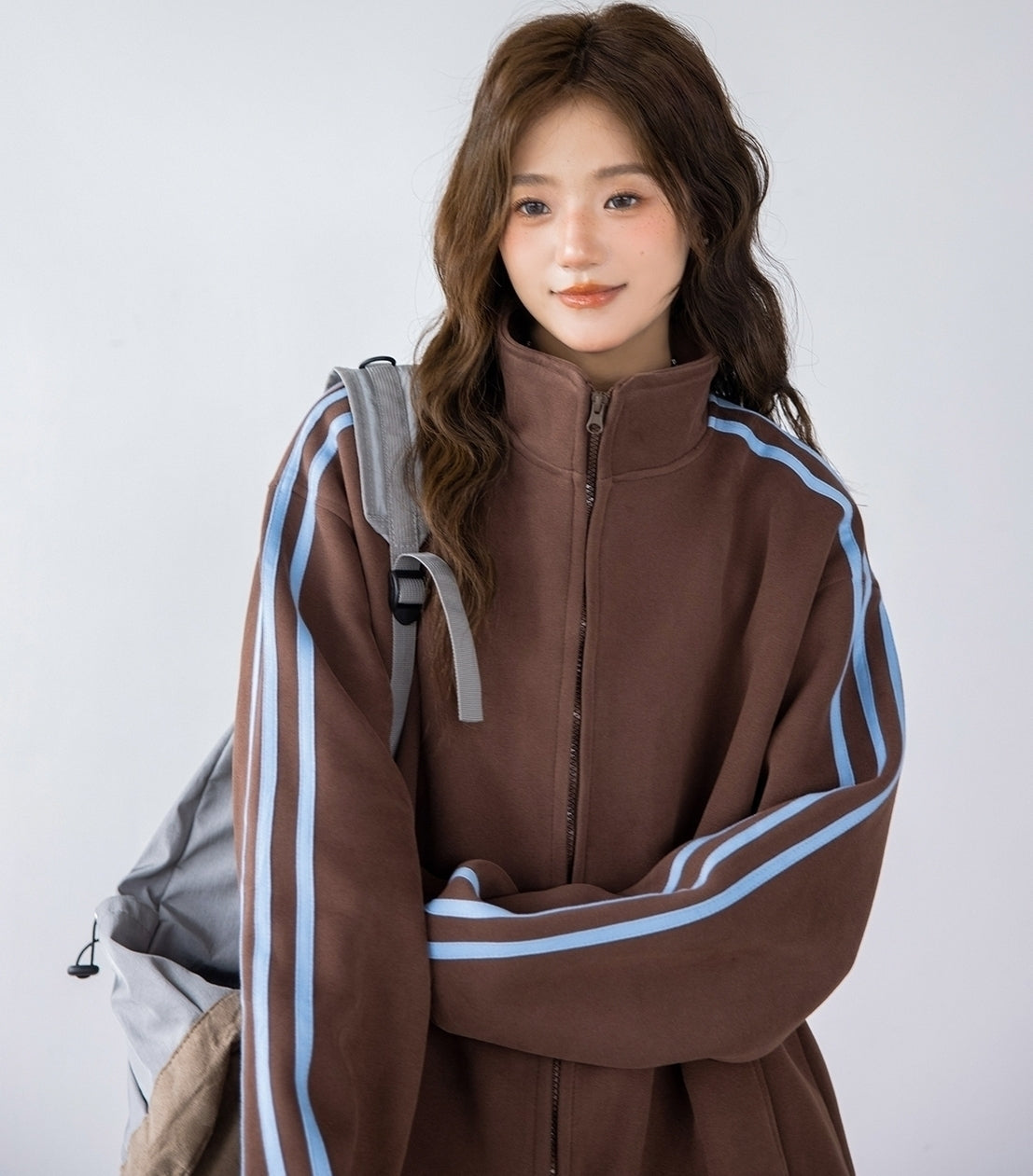 Colorblock Zip Up Casual Track Jacket