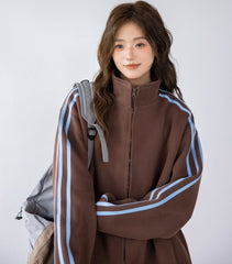 Colorblock Zip Up Casual Track Jacket