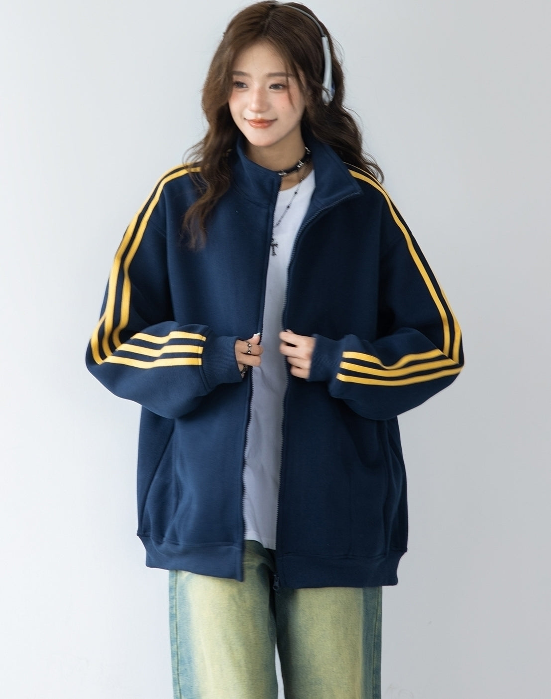 Colorblock Zip Up Casual Track Jacket