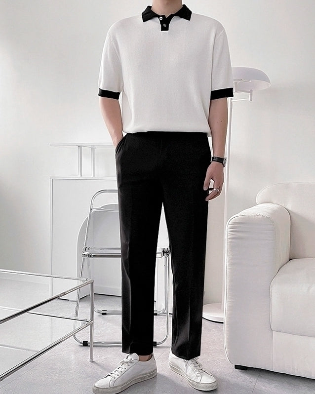 Colorful Knit Polo Shirt Casual Trendy Style