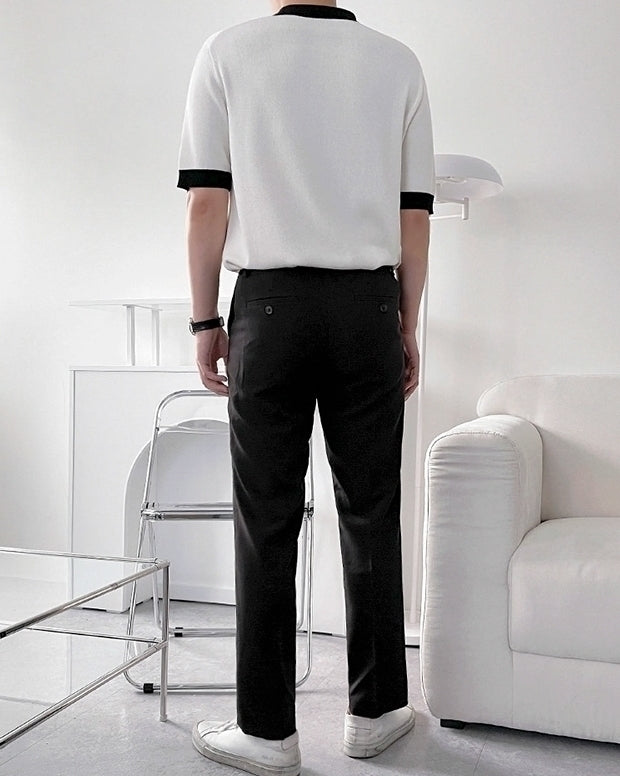 Colorful Knit Polo Shirt Casual Trendy Style