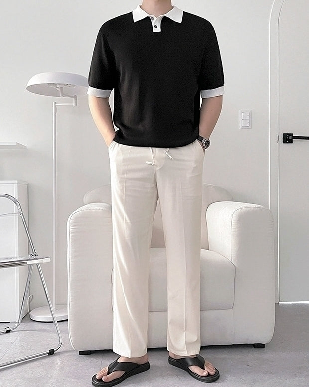 Colorful Knit Polo Shirt Casual Trendy Style