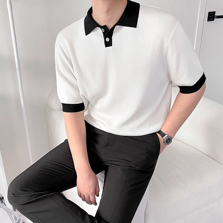 Colorful Knit Polo Shirt Casual Trendy Style