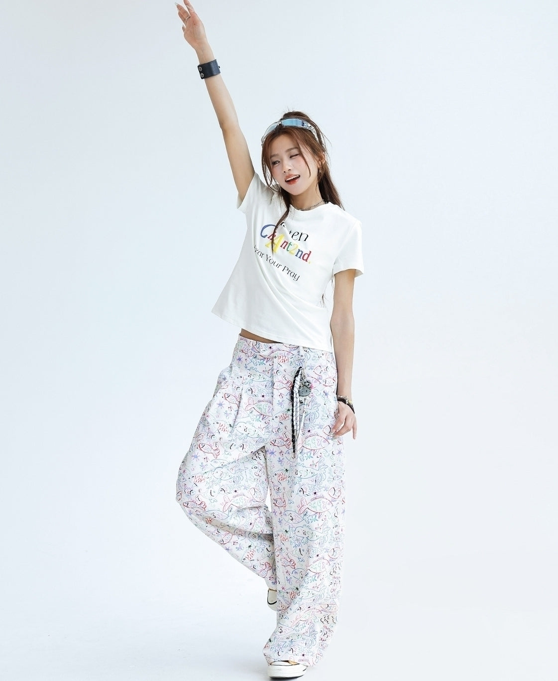 Colorful Letter Print Cool Touch Short Sleeve Top