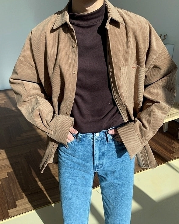 Corduroy Casual Loose Fit Shirt Jacket