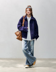 Corduroy Casual Utility Jacket Chic Relaxed Fit
