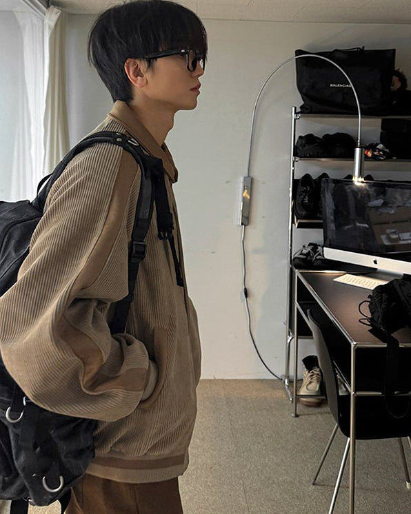 Corduroy Lapel Jacket Casual Loose Commute Outerwear