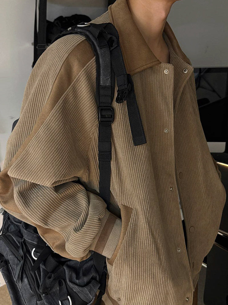 Corduroy Lapel Jacket Casual Loose Commute Outerwear
