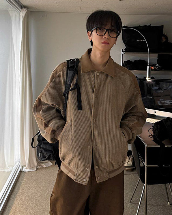 Corduroy Lapel Jacket Casual Loose Commute Outerwear