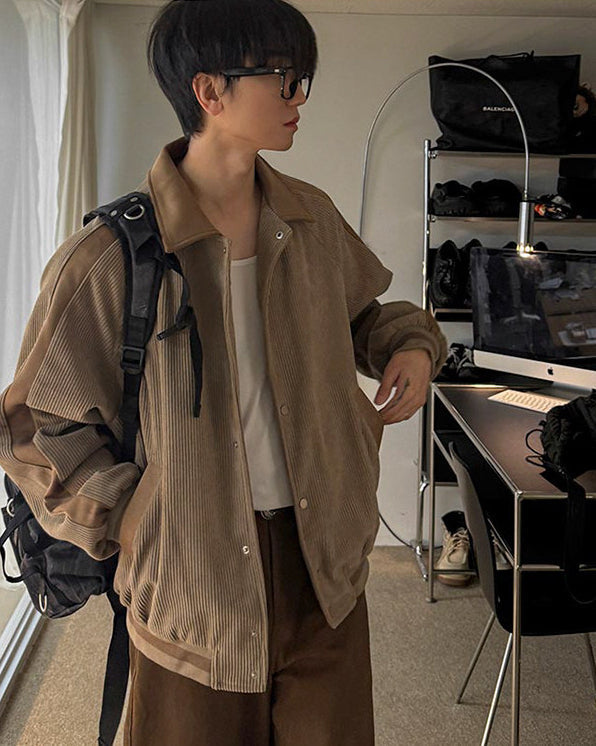 Corduroy Lapel Jacket Casual Loose Commute Outerwear