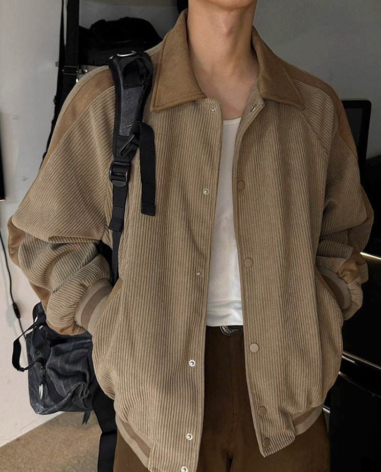 Corduroy Lapel Jacket Casual Loose Commute Outerwear