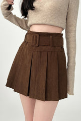 Corduroy Pleated Skirt High Waist Slim Fit
