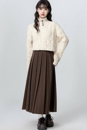 Cozy Cable Knit Turtleneck Sweater Pullover